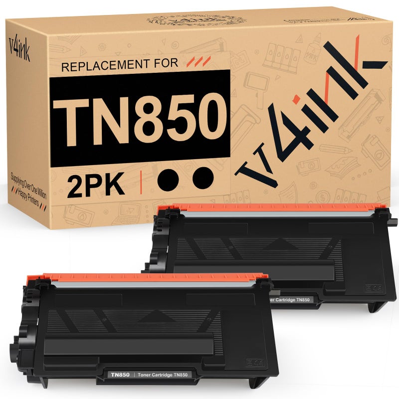v4ink 2 Pack Compatible Toner Cartridge Replacement for Brother TN850 TN820 TN 850 to use with HLL6200DW HLL6200DWT HLL6250DW MFCL5800DW MFCL5900DW DCPL5500DN Series Printers , Enhanced Version - Image 1